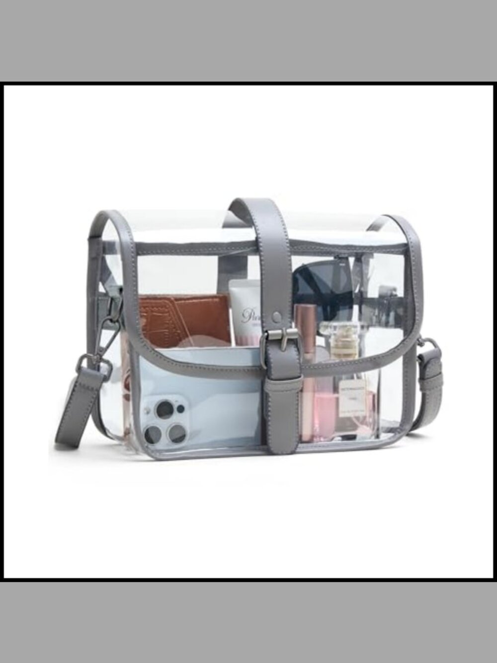 Clear Crossbody Bag Stadium Approved PVC See-Through Purse for Concerts Travel